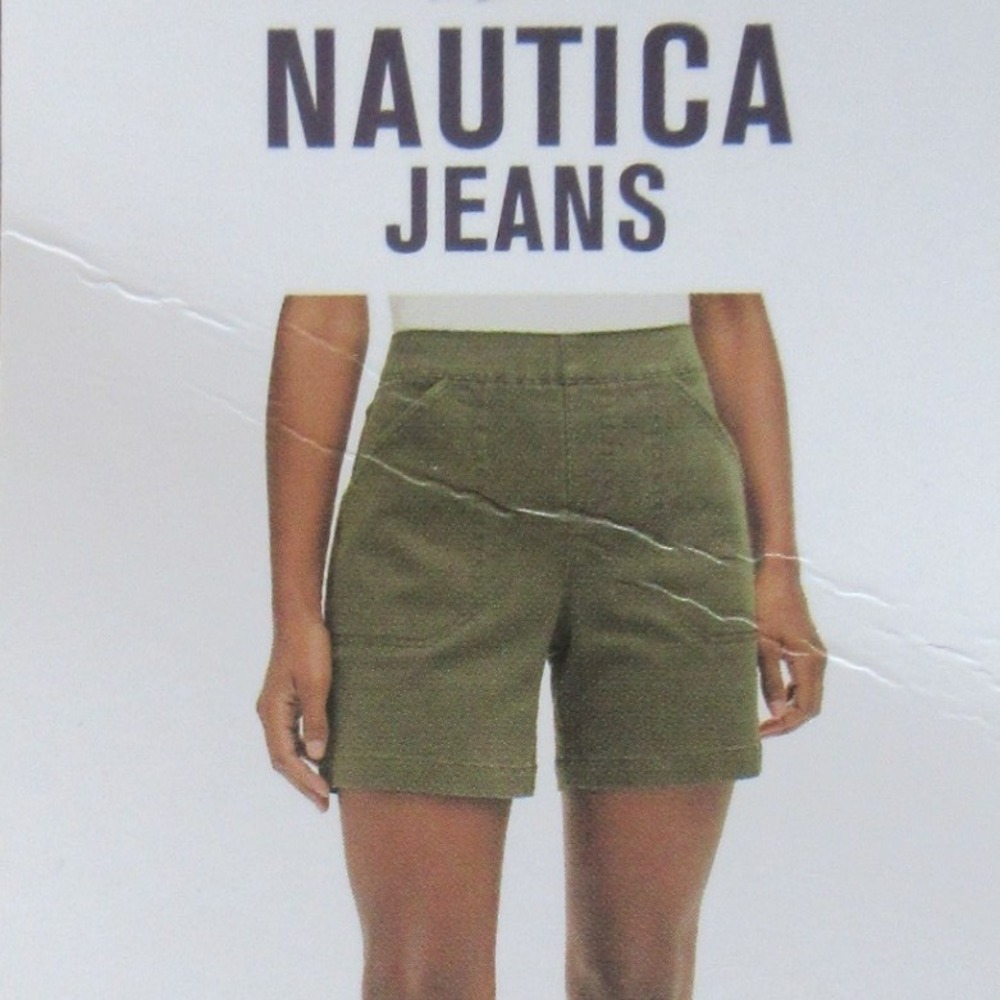 NAUTICA Tummy Control Pull-On Shorts XXL Flat Front Olive Green Stretch 2XL NWT